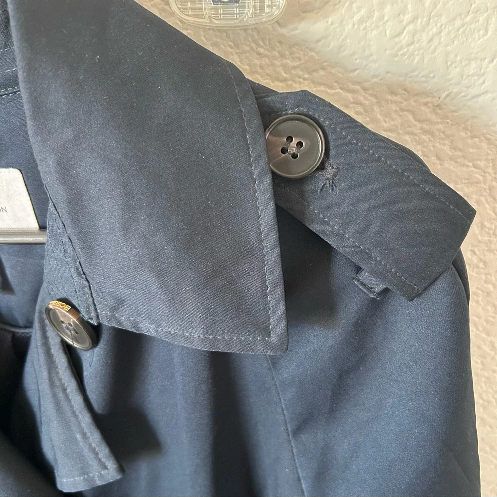 BCBGeneration Midnight Navy Blue Double Breasted Lightweight Spring Trench Coat - Picture 8 of 16